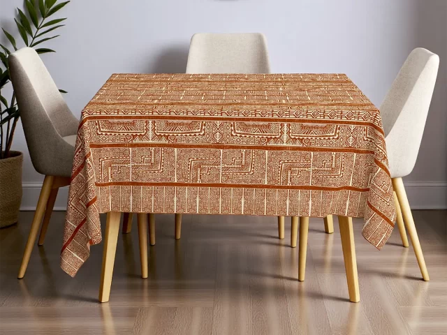 Terracotta Aztec Print Tablecloth
