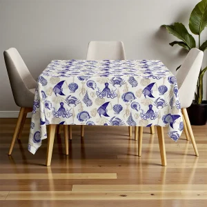 Nautical Sea Life Marine Print Tablecloth